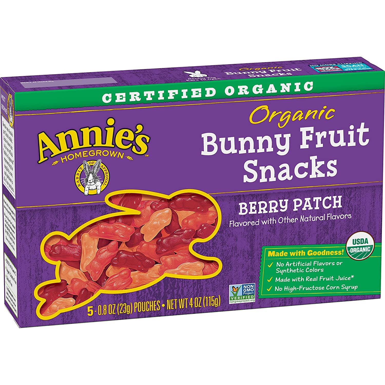 Annie's Homegrown Organic Bunny Fruit Snacks, Berry Patch 0.8oz - 5 pack - $2.24 AC or less -FS w/ S&S