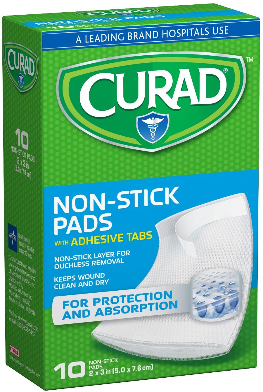 Curad NonStick Adhesive Bandage Pads, 2 Inches X 3 Inches