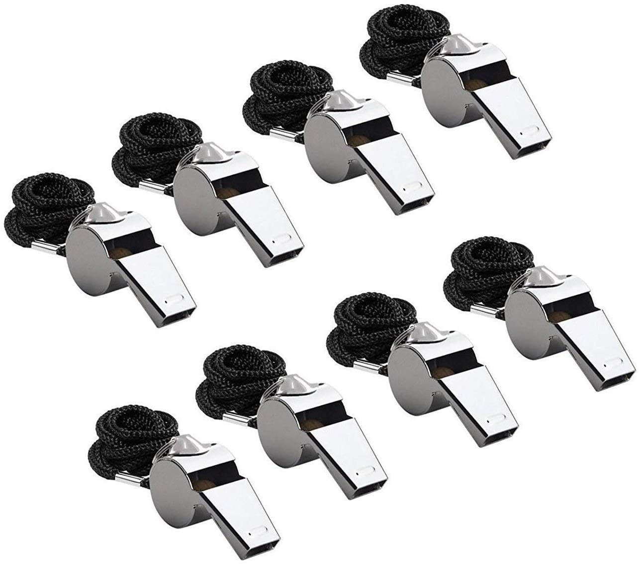 (8-pack) Axgo Stainless Steel Whistle with Lanyard $4.34 FS w/ Prime