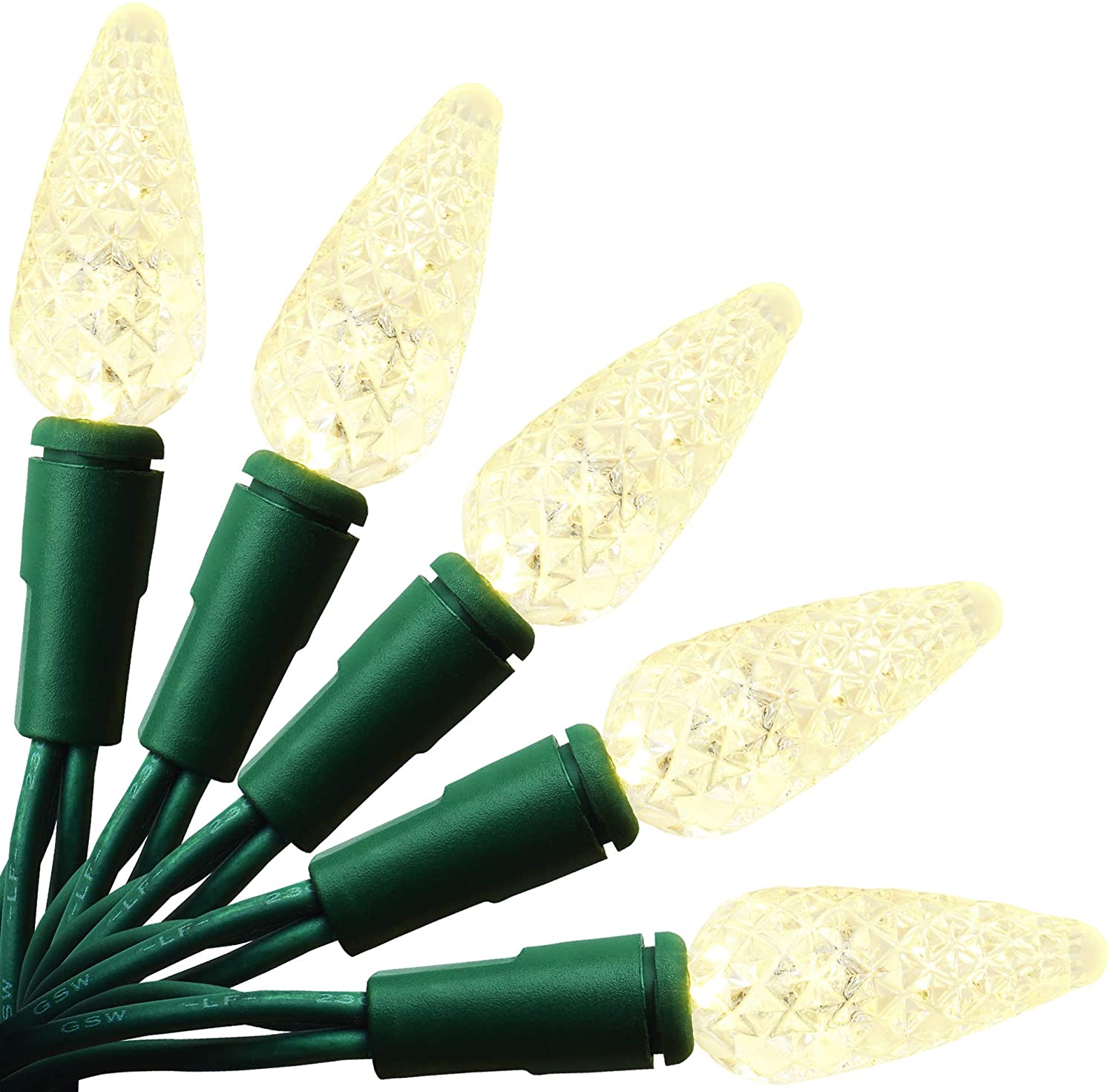 (4-Pack) Aurio Outdoor/Indoor Christmas Lights C5 LED Warm White, 50-Bulbs, 16.3FT - $6.74 FS w/ Prime