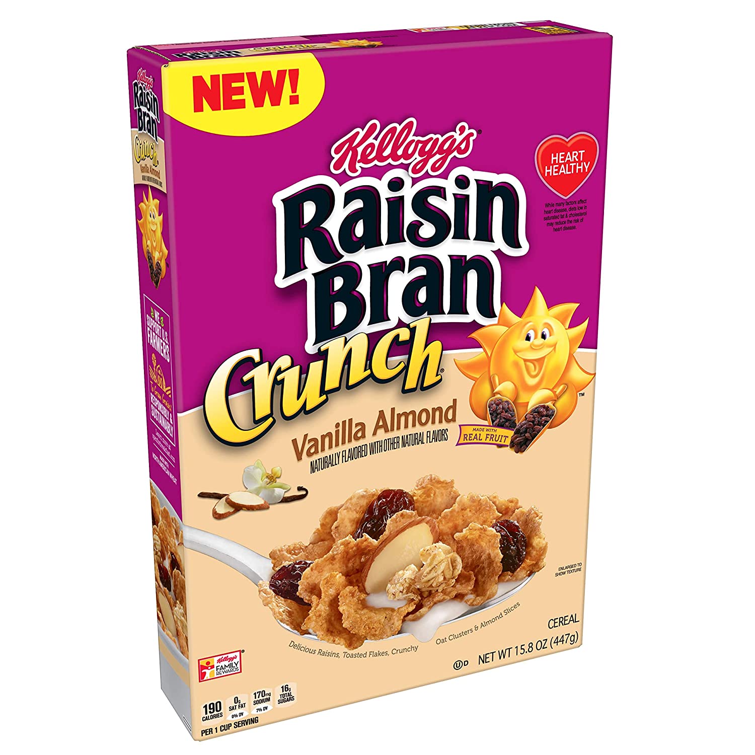 Kellogg's Raisin Bran, Breakfast Cereal, Vanilla Almond, 15.8oz Box $2.19 FS w/ Prime
