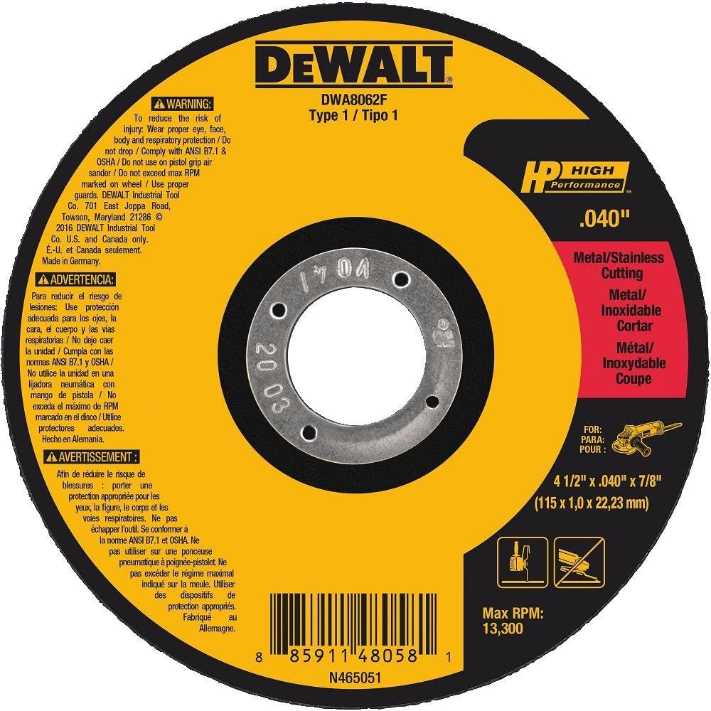 DEWALT DWA8062F T1 HP Fast Cut-Off Wheel, 4-1/2" x 0.040" x 7/8" - $1.29 - FS w/ Prime