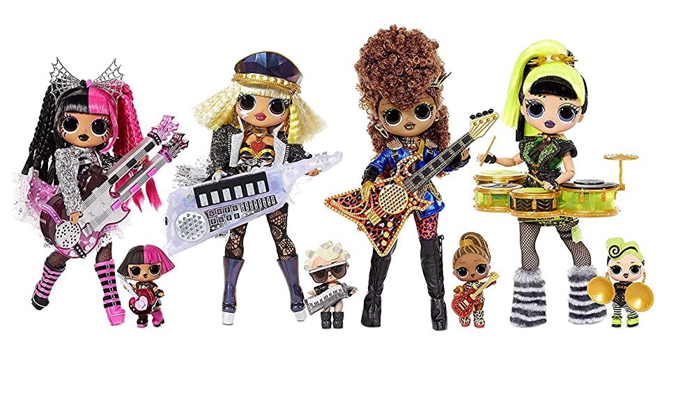 LOL Surprise OMG Remix Super Surprise with 70+ Surprises, Plays Music, 4 Fashion Dolls And 4 Dolls (Sisters), Rock Instruments, Boom Box Packaging, And Rock Band Accessories $50.99