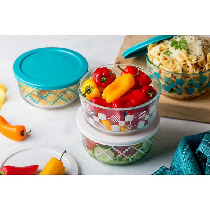 Pyrex 8 Piece Decorative Glass Food Storage Set 9 99 Slickdeals Net