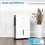 Midea 4,500 Sq. Ft. Energy Star Certified Dehumidifier with Reusable Air Filter 50 Pint 2019 DOE (Previously 70 Pint) - Ideal For Basements, Extra Large Rooms on Amazon $189