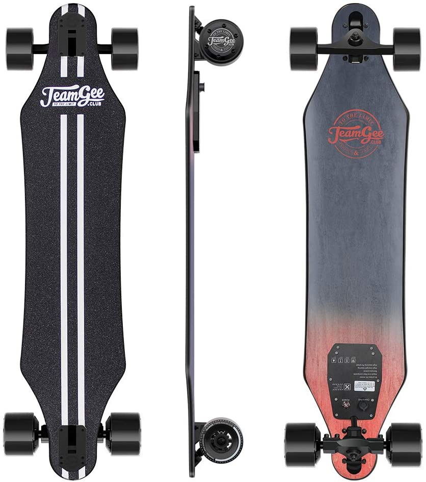 Amazon.com : Teamgee H5 37" Electric Skateboard, 22 MPH Top Speed, 760W Dual Motor, 11 Miles Range, 14.5 Lbs, 10 Layers Maple Longboard with Wireless Remote Control $424.99