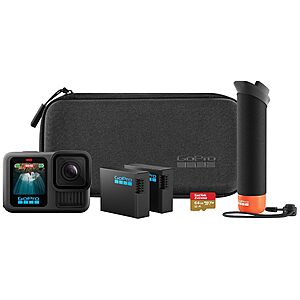 GoPro HERO13 Black Accessory Bundle - Includes The Handler, 2 Enduro Batteries, 2 Curved Adhesive Mounts, 64GB