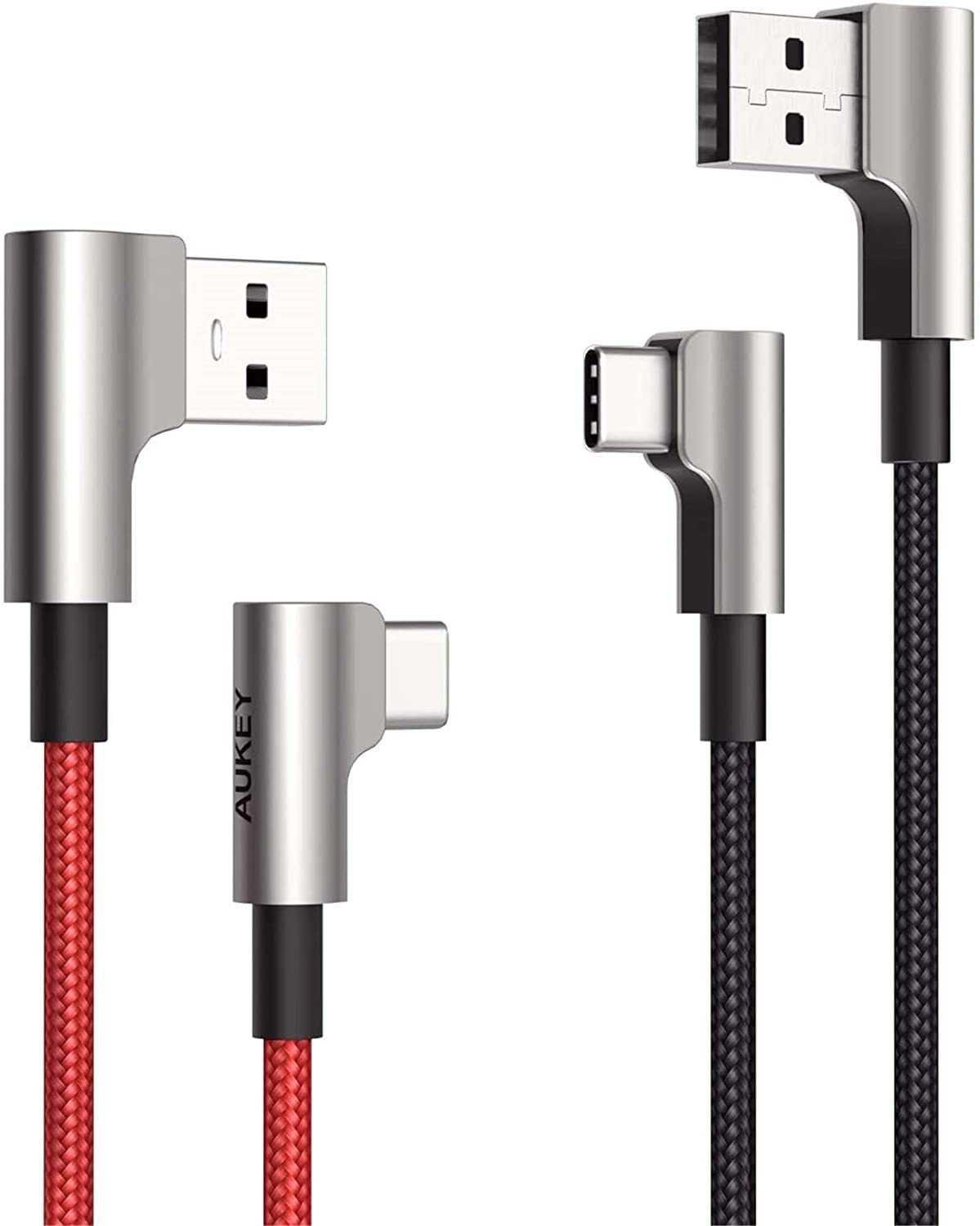 2-Pack of 6.6' Aukey USB C to USB A Right Angle Braided Cable $7.80 at Amazon