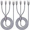2-pack of 6ft HaoKanDe 3-in-1 USB Charging Cable (USB-C, Lightning, MicroUSB) $5