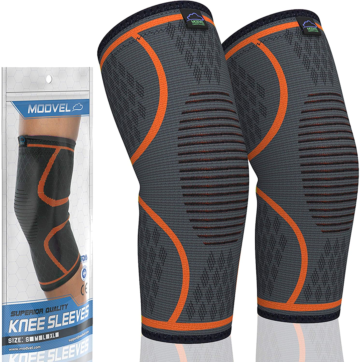 2-Pack Modvel Compression Knee Sleeve: Orange $9.50, Black $12 & more at Amazon