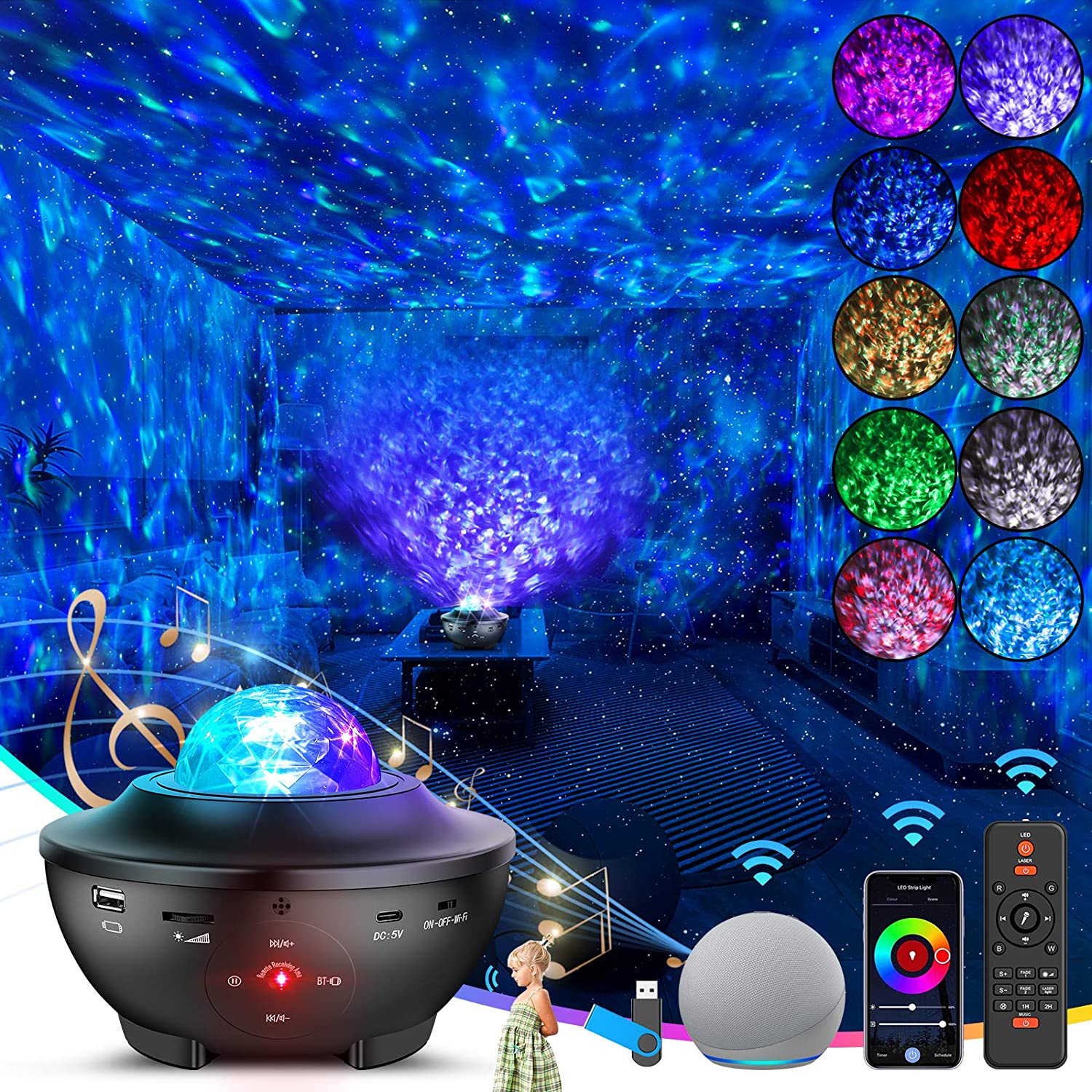 VerRon Star Night Light Projector: WiFi w/ Alexa & Phone App Controls & More $16 + free s/h at Amazon