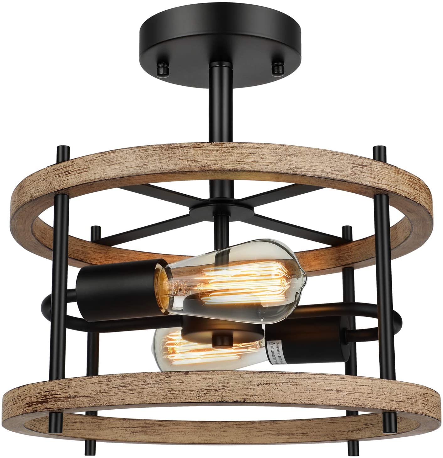 Lakumu 2-Light E26 Retro Semi Flush Wood Mount Ceiling Light $28 + Free Shipping @ Amazon