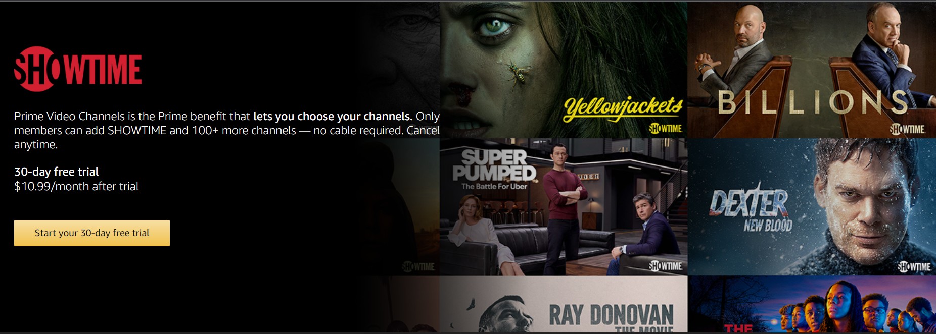 30Day Free Showtime Trial at Amazon Prime TV