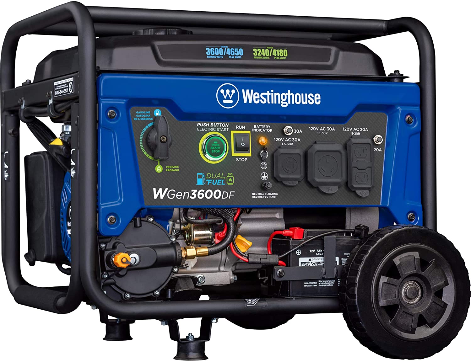 3600W Westinghouse WGen3600DF Dual Fuel Electric Start Portable Generator (4650 Peak Watts) $424 + free s/h at Amazon