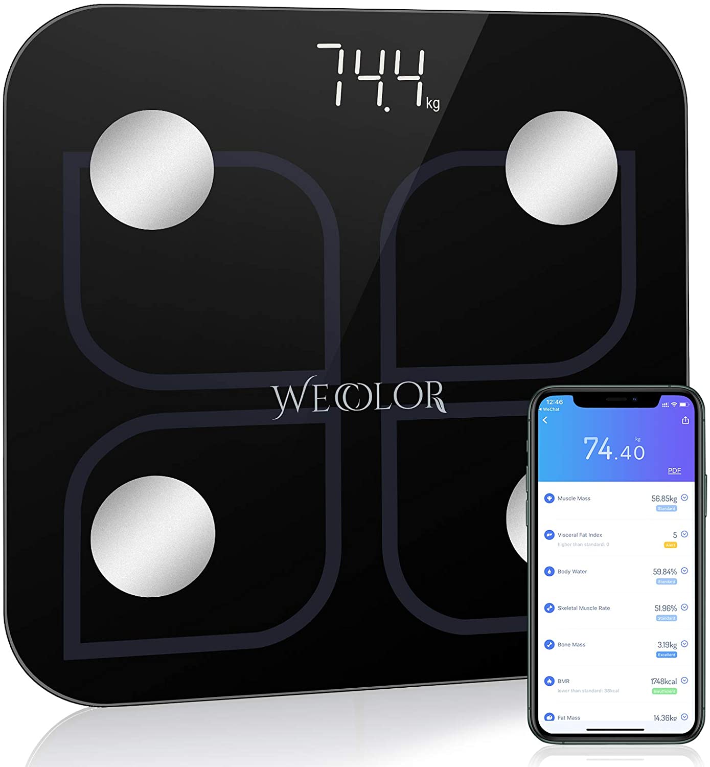 Wecolor Bluetooth Weighing Scale (up to 400LBs) $15 + free s/h at Amazon