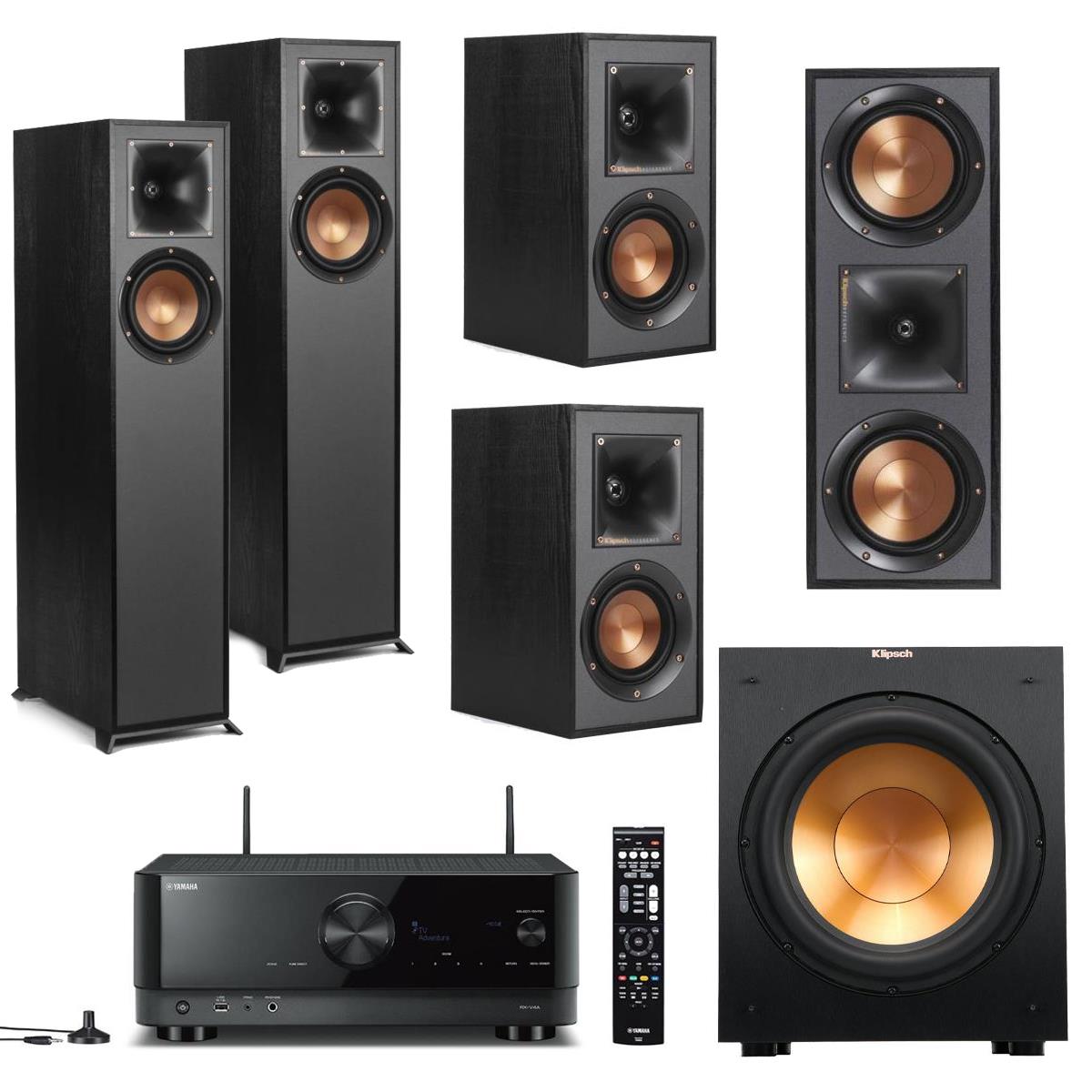 Klipsch Speakers: R-610F (Pair) + R-41M (Pair) + R-52C + R-12SW + Yamaha RX-V4A 5.2-Ch Receiver $1049 + Free S/H
