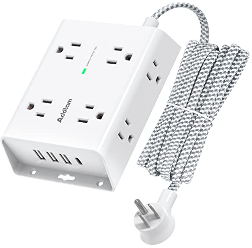 Addtam Surge Protector Power Strip w/ 10Ft Cord, 8 Outlets, 4 USB Ports (1x USB-C) & More $15.50