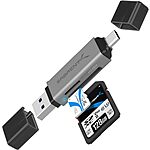 SABRENT USB 3.0 & USB Type-C OTG Memory Card Reader $7