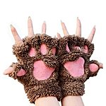 Women Bear Plush Cat Paw Winter Gloves $3 or Less
