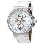 Ulysse Nardin Marine Automatic Chronometer Watch w/ Mother Of Pearl Dial &amp; Diamonds On Bezel $3975 + free s/h