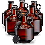 6-Count 32oz KooK Amber Glass Bottles / Growlers w/ Black Plastisol Lined Lids $18.85 + Free Shipping