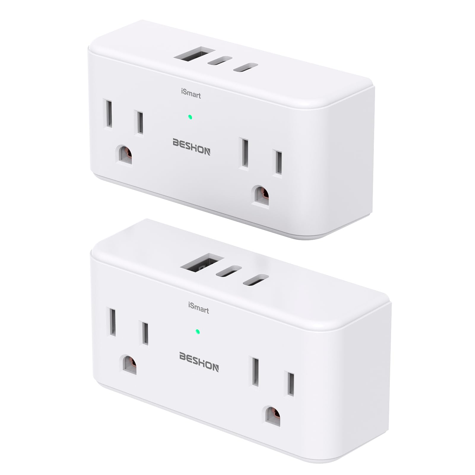 (prime only) 2-Pack Beshon Multi Plug Outlet Splitter w/ 3 USB Ports (2x USB-C) $8 at Amazon