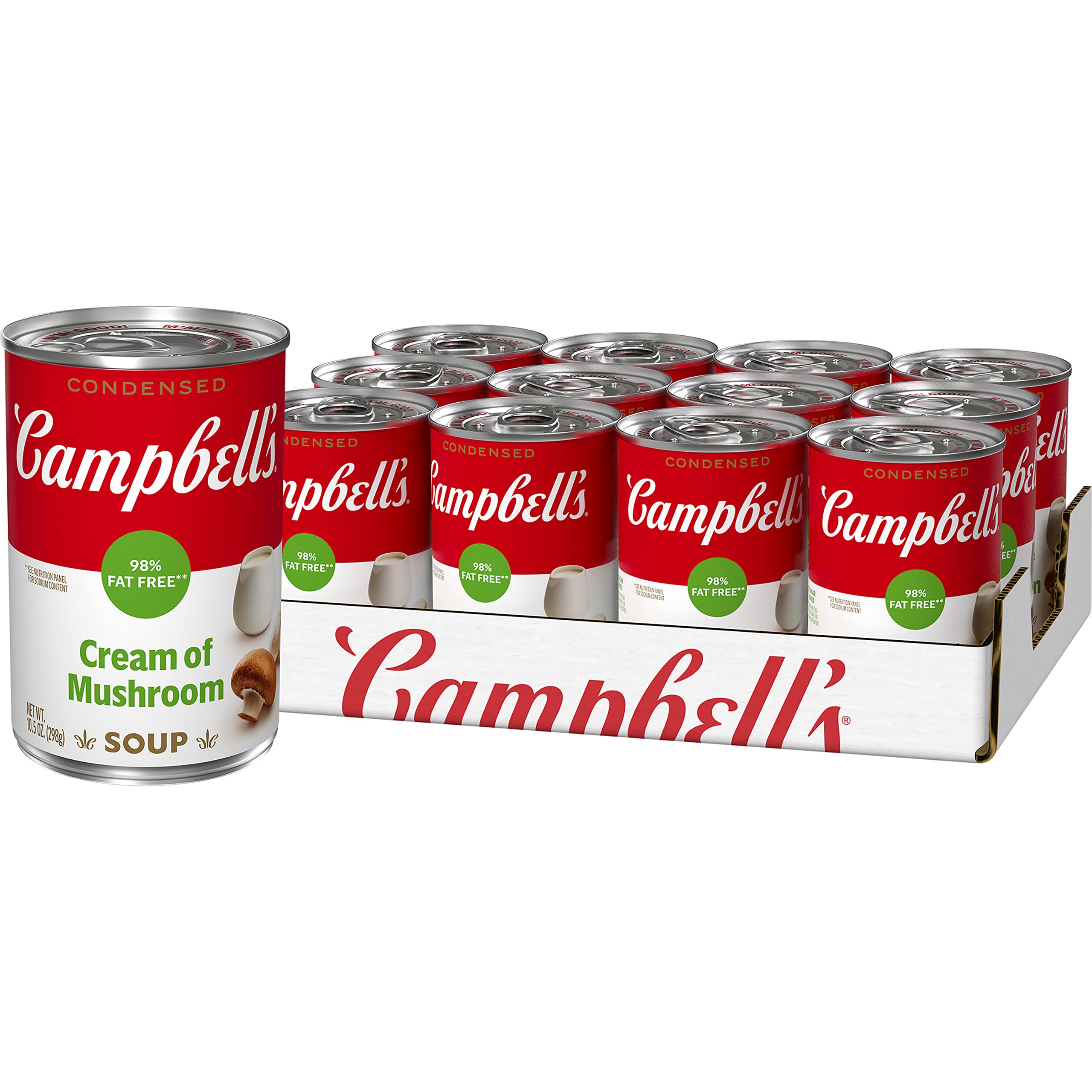 12-pack of 10.5oz Campbell’s Condensed 98% Fat Free Cream of Mushroom Soup $7.43 at Amazon
