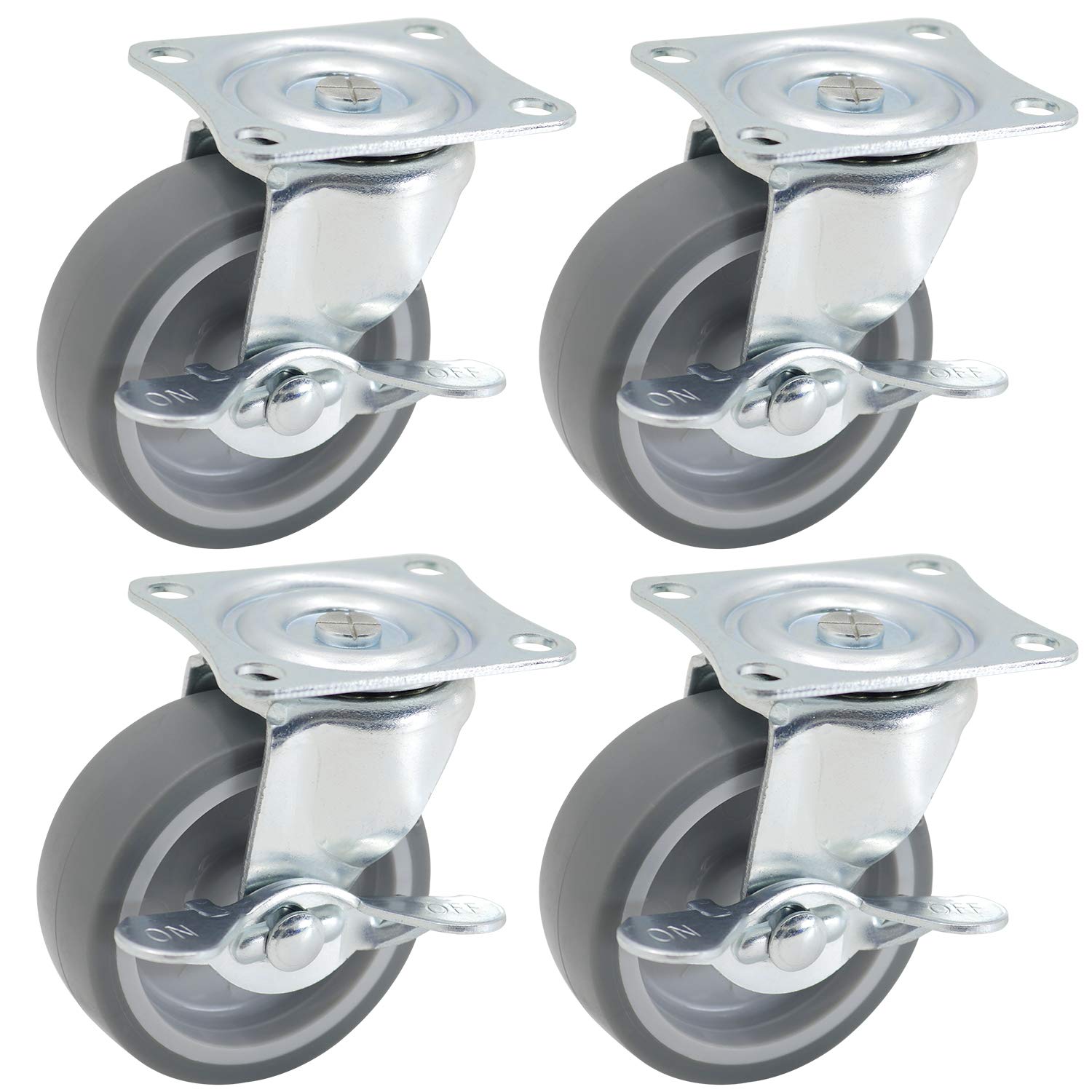 4-Ct of 3 Inch Swivel TRP Rubber Caster Wheels w/ Breaks $10.50 @ Amazon