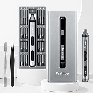 Welltop Mini USB Rechargeable Screwdriver w/ 48 Magnetic Bits $16 @ Amazon