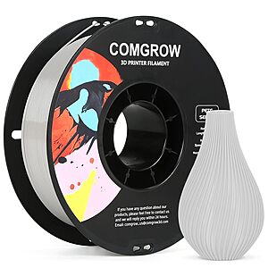 2.2-lbs Comgrow 1.75mm PETG High Precision 3D Printer Filament (Grey) $10 