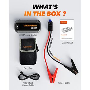 Prime Members: Wolfbox 2000A Jump Starter w/ 30W USB-C PD & USB-A QC 3.0 .80 + Free Shipping