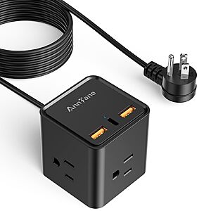 AnnTane 6-in-1 (3 AC + 2 USB-A + 1 30W USB-C) Cube Power Strip w/ USB Ports, 10' Cord $7.80 