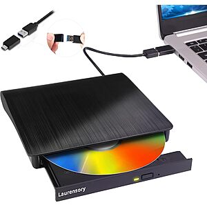 Laurensory External USB 3.0 DVD/CD Reader/Writer (Black) $9.20 