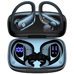 bmani Wireless Bluetooth Earbuds w/ LED Display (black) $10