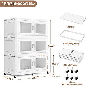3-Pack 220-qt Broview Stackable Storage Bins w/ Lids & Wheels (white) 0 + Free Shipping