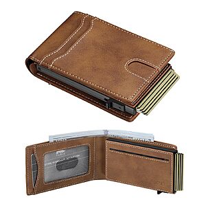 Furid RFID Shield Leather Wallet (Brown) 