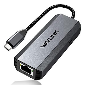 WAVLINK USB C / Thunderbolt to 2.5Gbps Ethernet Adapter w/ 95W PD 