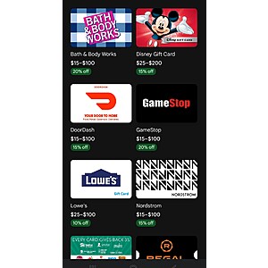e기프트 카드 Android 기기 전용: $50 스타벅스 GC $42,50, $100 디즈니 GC $85 이상