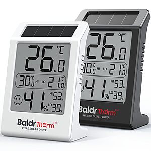 Prime Members: BaldrTherm Solar-Powered Room Thermometer & Indoor Humidity Meter $4.25 + Free Shipping