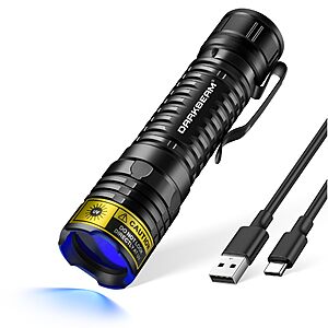 DARKBEAM 365nm UV Flashlight LED Black Light (USB-C Rechargeable) $7 