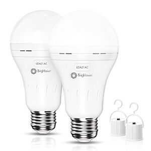 2-Pack Brightown 7W A21 Rechargeable Emergency Light Bulbs $8 @ Amazon