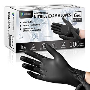 100-Ct 6-mil PROMEDIX P Heavy Duty Nitrile Gloves (Size S-XL) $9.60 