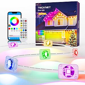100Ft Tecknet Permanent Outdoor Lights (Smart RGBIC, IP67) $30 + Free S/H