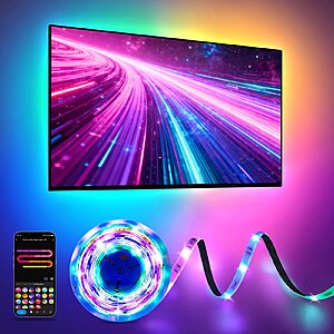 16.4' Pak RGB+IC LED Smart Strip Lights for Bedroom & TV w/ Remote App Control .65