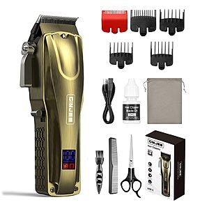 GinJee Cordless Waterproof Hair Clippers w/ 5 Attachments $14.50 @ Amazon