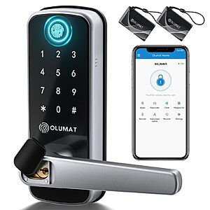 OLUMAT Keyless Entry Door Lock w/ Fingerprint & App $48 + Free S/H