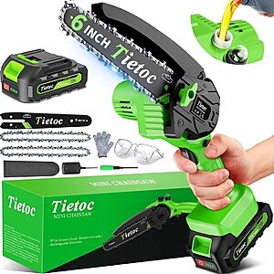 6" Tietoc Mini Electric Cordless Chainsaw w/ Battery & Charger $16 @ Amazon