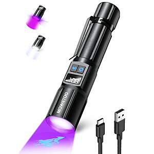 MOWETOO 395NM USB C Rechargeable UV Flashlight w/ LCD Display $9 