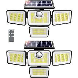 2-Pack omibee 4500LM Solar Outdoor Motion Adjustable Sensor Light $16.75 