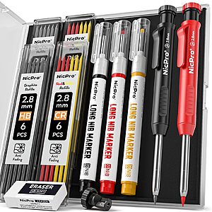 2-pack Nicpro Mechanical Carpenter Pencil Set w/ Sharpener, Refills & Pouch $8.50 @ Amazon